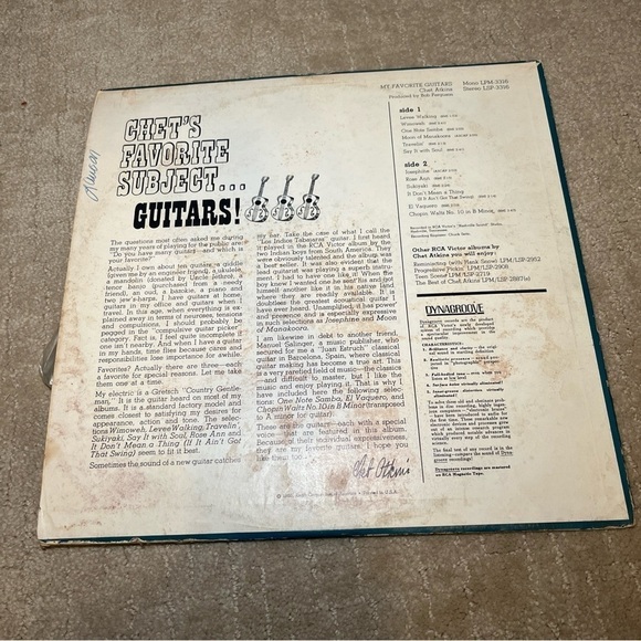 Chet Atkins, My Favorite Guitars vintage vinyl record from 1965 - Picture 4 of 11